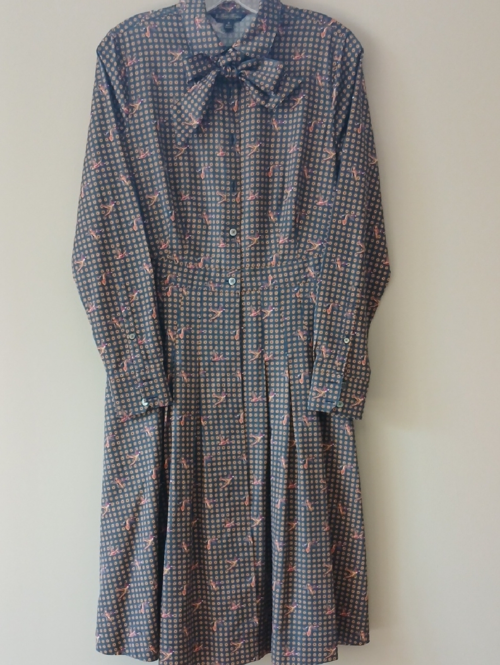 AUTHENTIC/REAL Brooks Brothers Navy Dress with Pink Print